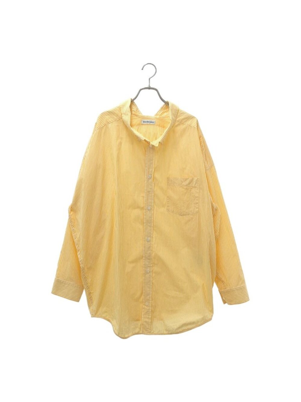 Balenciaga Cotton Striped Back Logo Overshirt 32 Yellow White